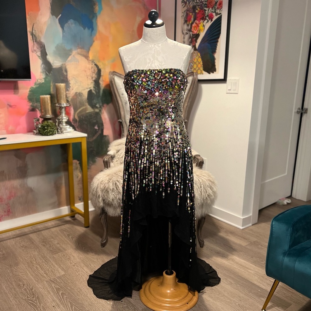 Sherri Hill Sequin & Embellished High-Low Gown sz12